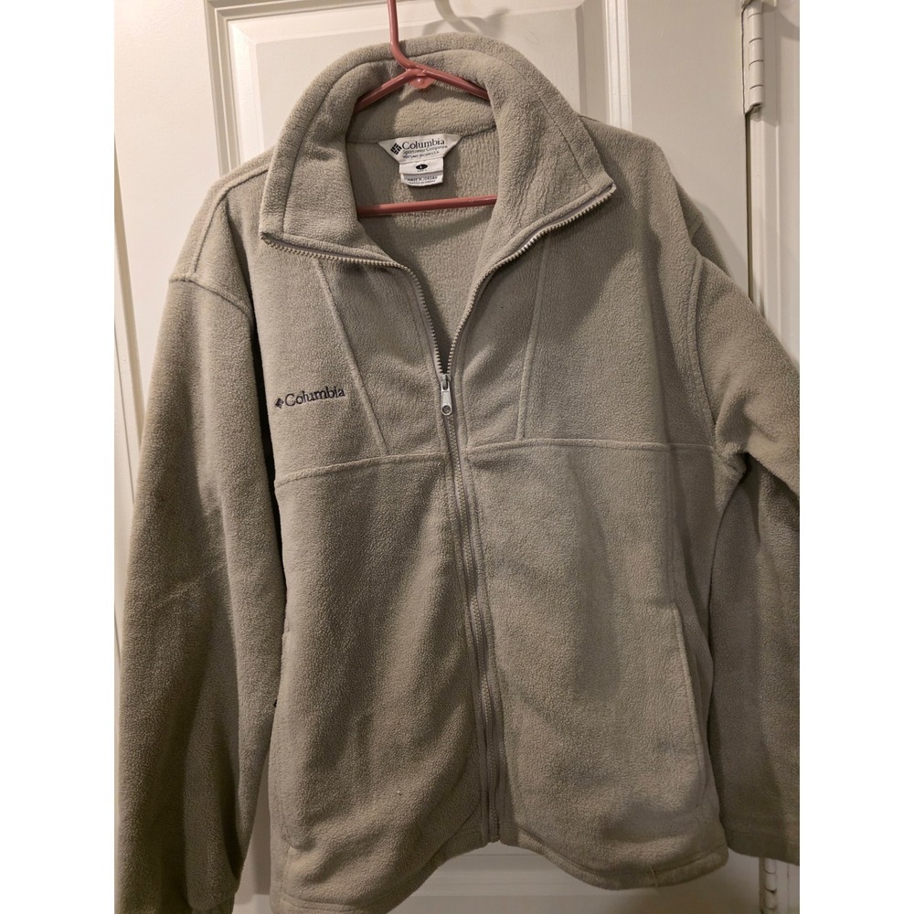 Columbia Men's Tan Fleece Full Zip Pocket Jacket SZ L